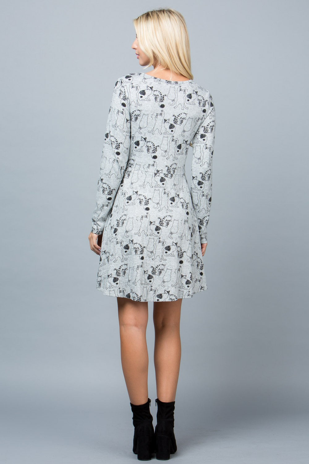 Plus Size Cat Print Tunic Dress