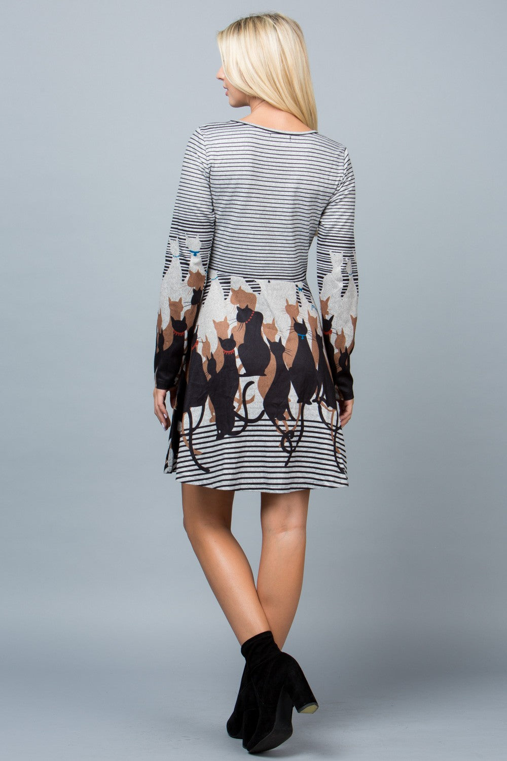 Cat Stripe Sweater Tunic Dress - PLUS SIZE