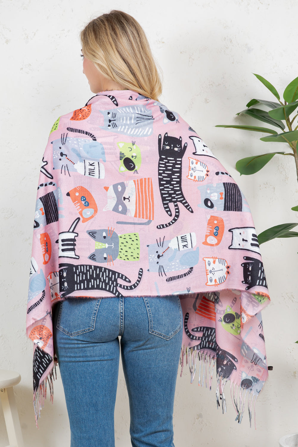 Variety Of Playful Cat Scarf - PINK