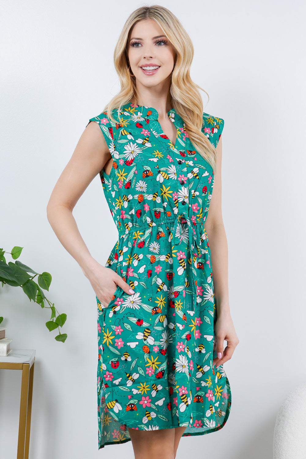 Floral with Colorful Insect dress