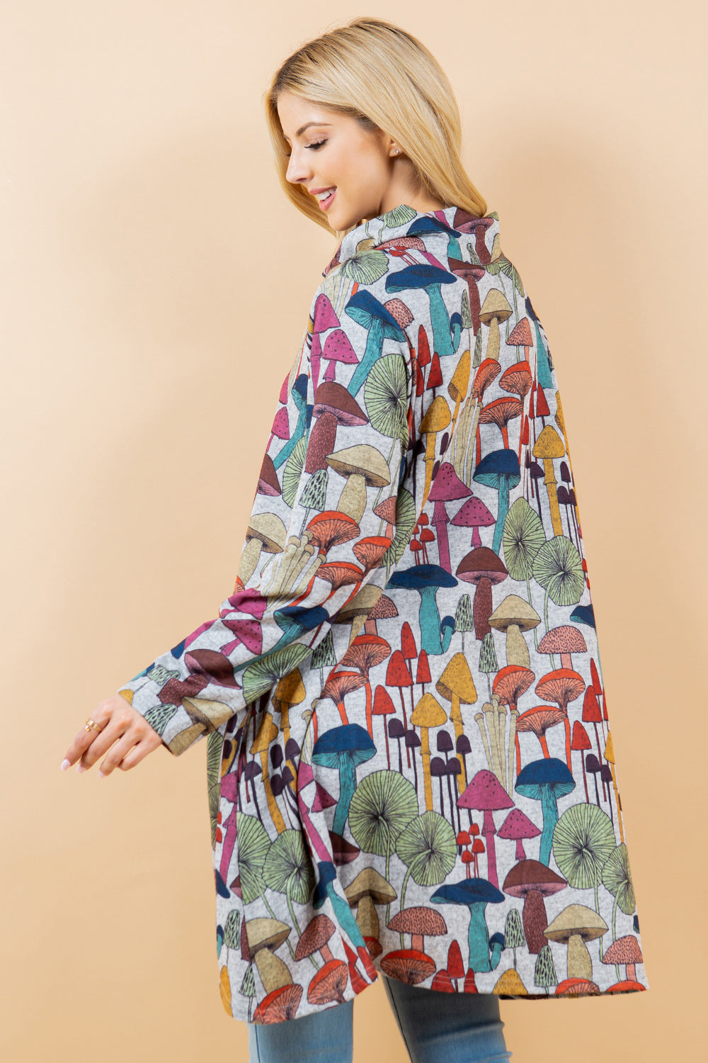 Whimsical Mushroom Zip Jacket