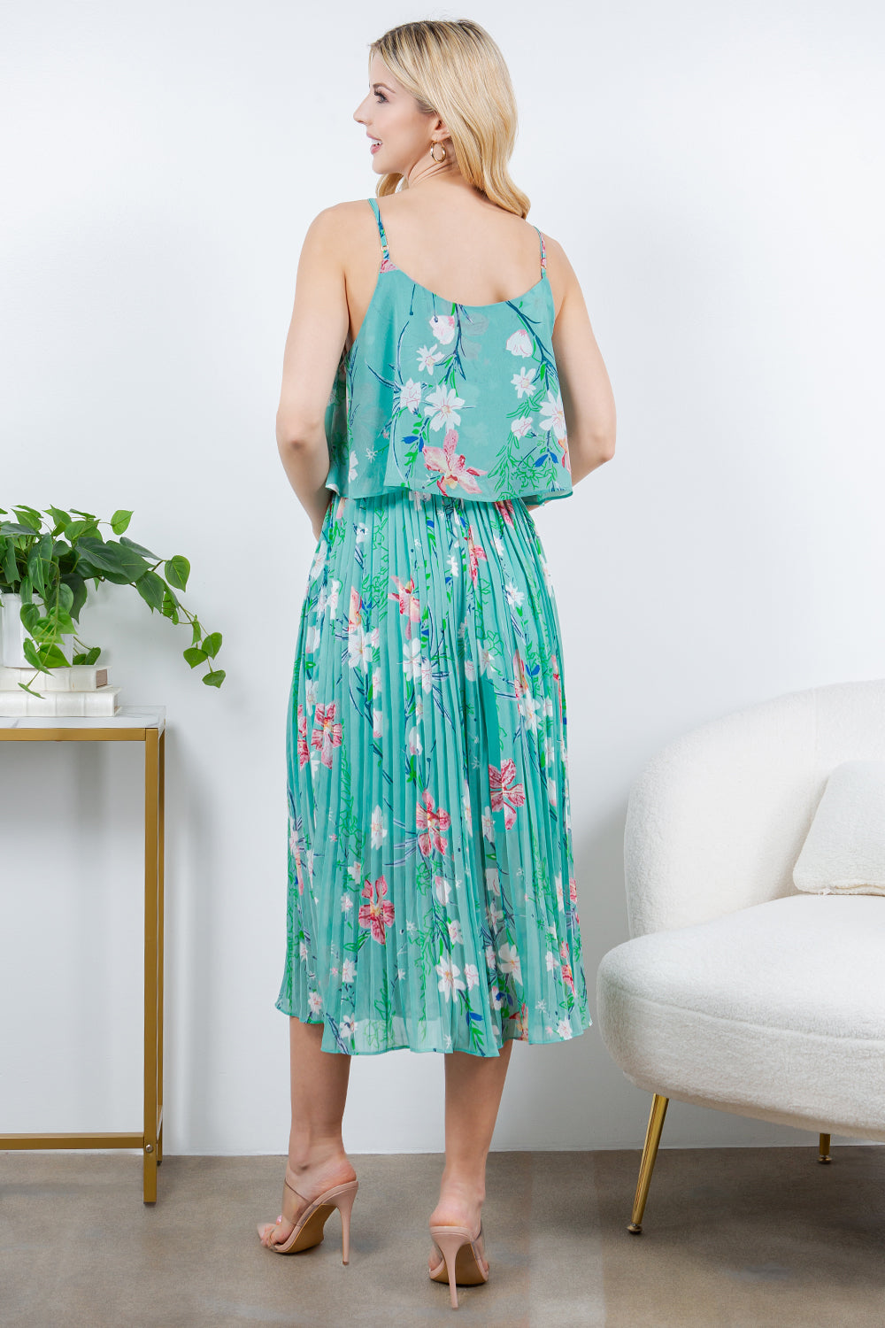 Floral Dress With Pleated Detail