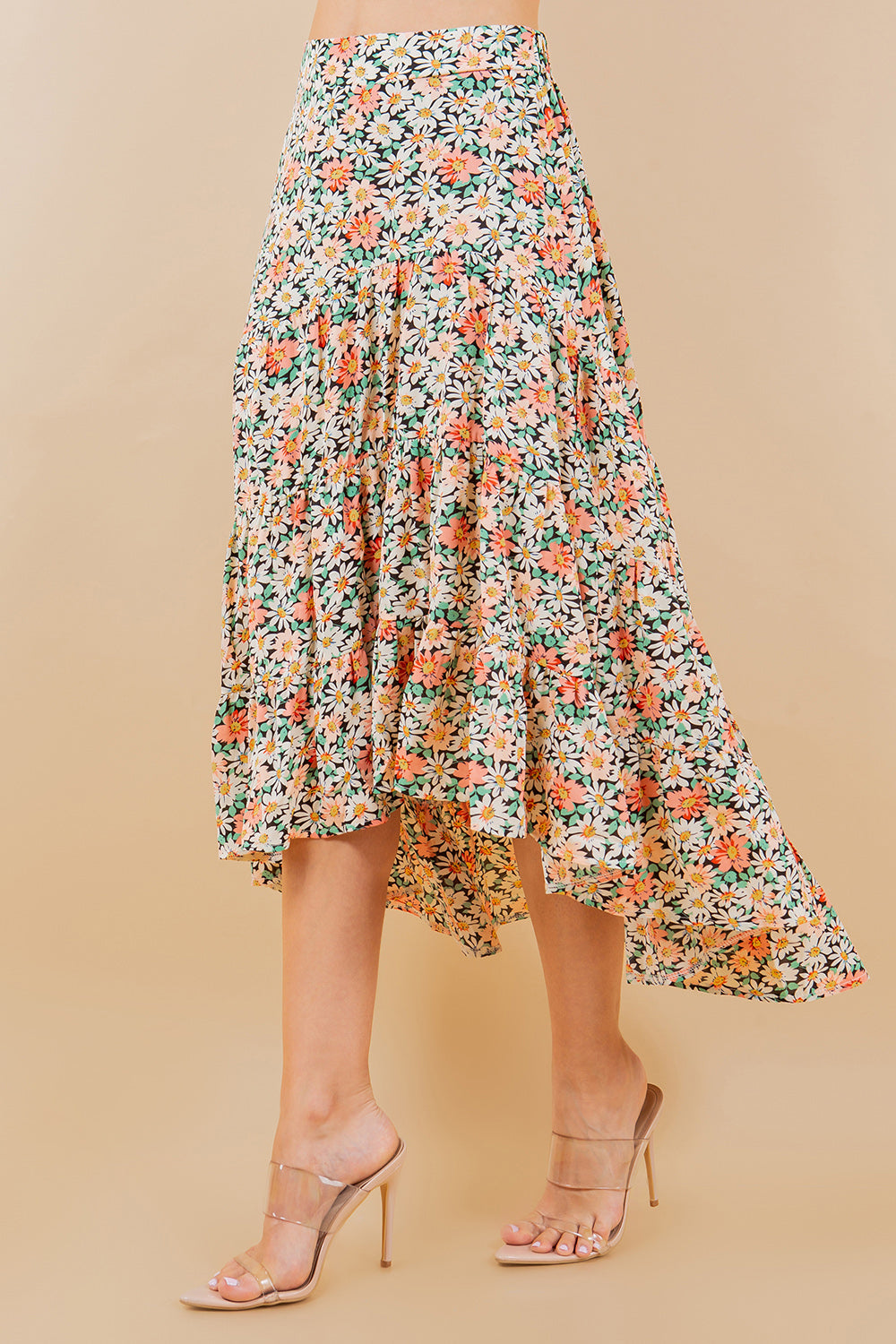 Retro Floral Tiered Skirt