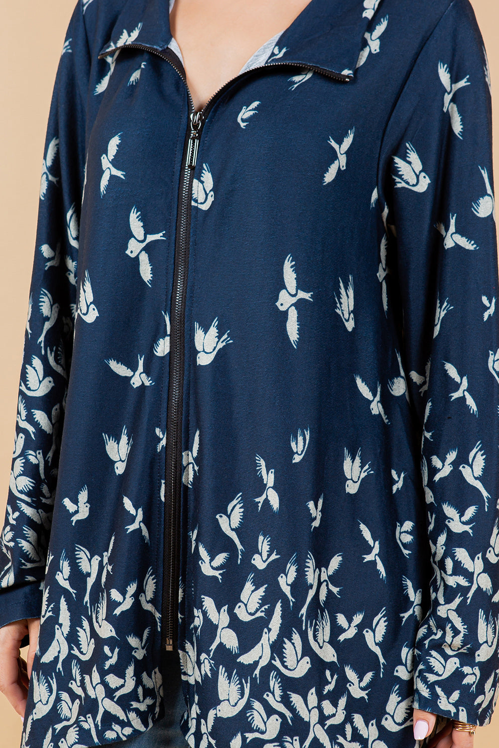 Bird Print Zip Jacket