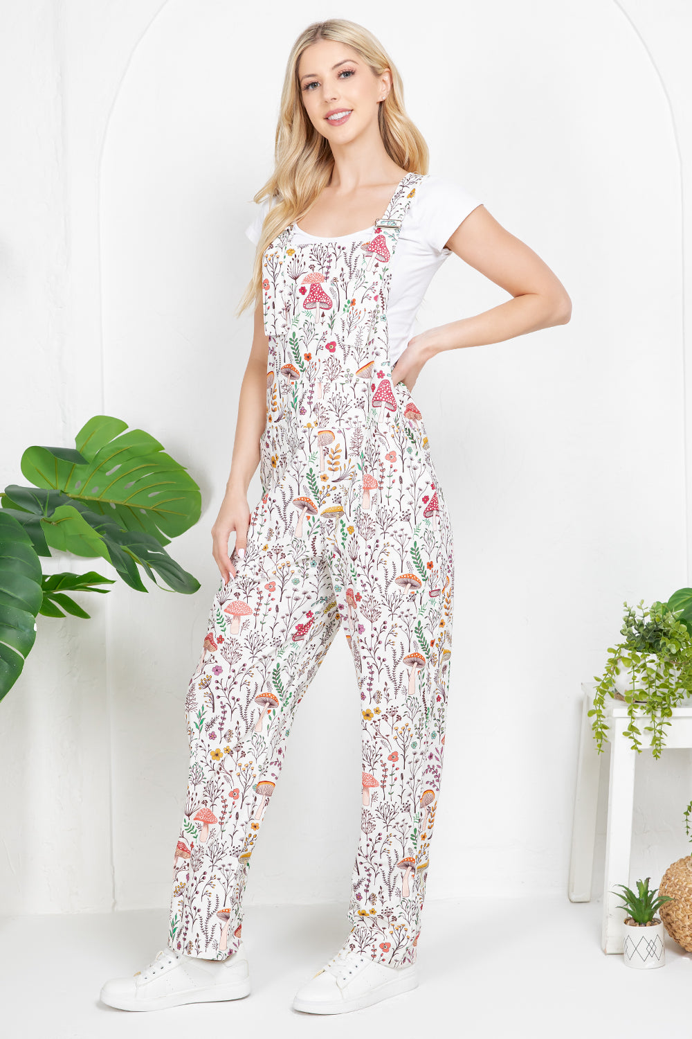Floral Mushroom Plus Size Overall