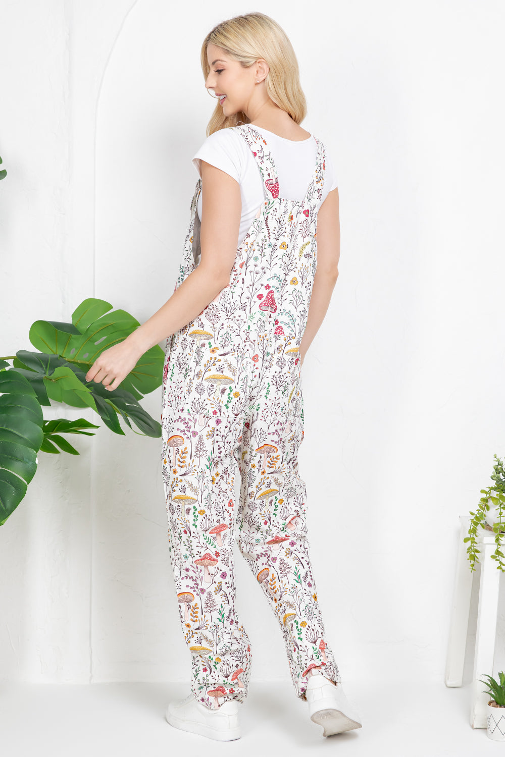 Floral Mushroom Plus Size Overall