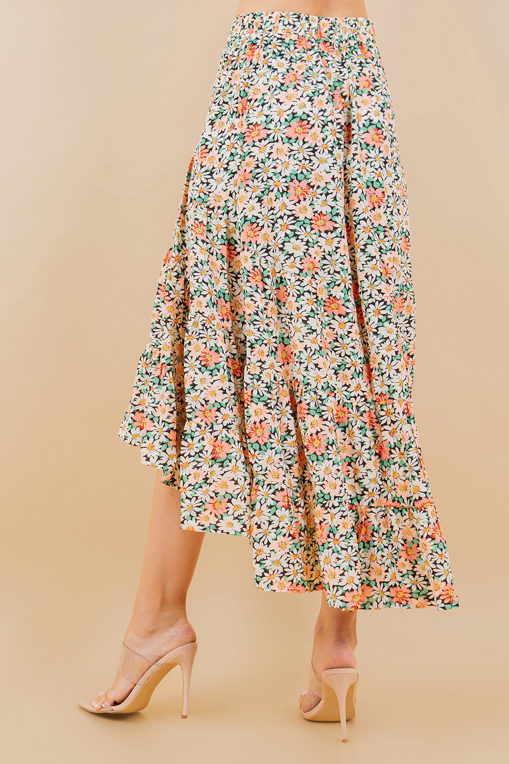 Retro Floral Tiered Skirt