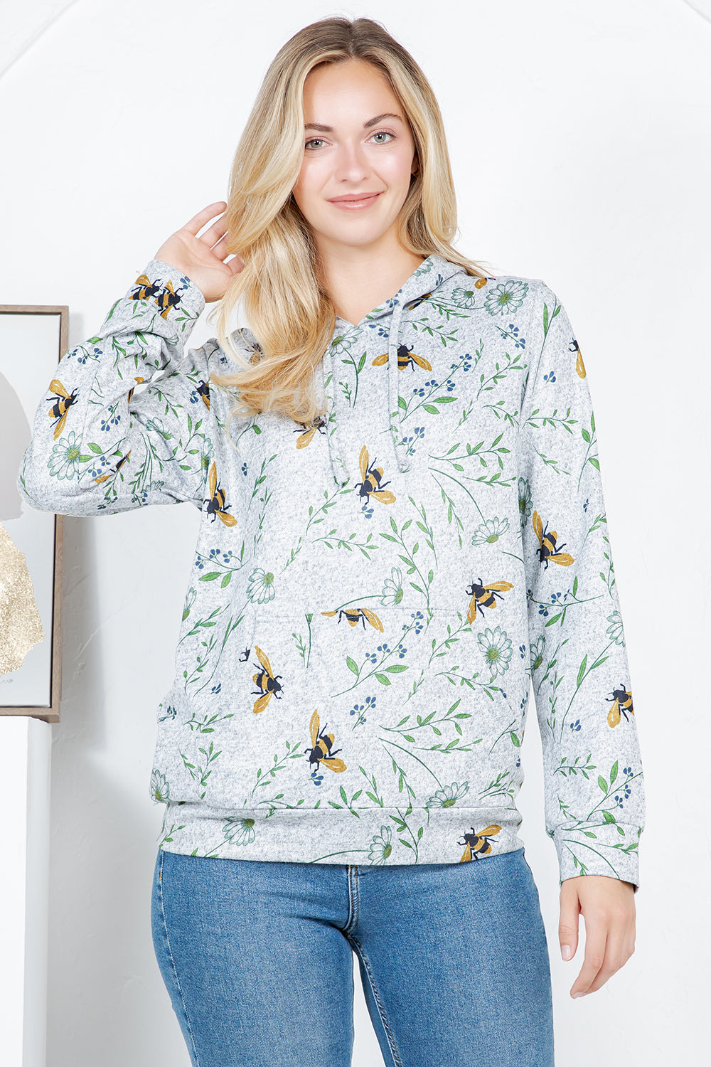 Bee Floral Pullover Hoodie