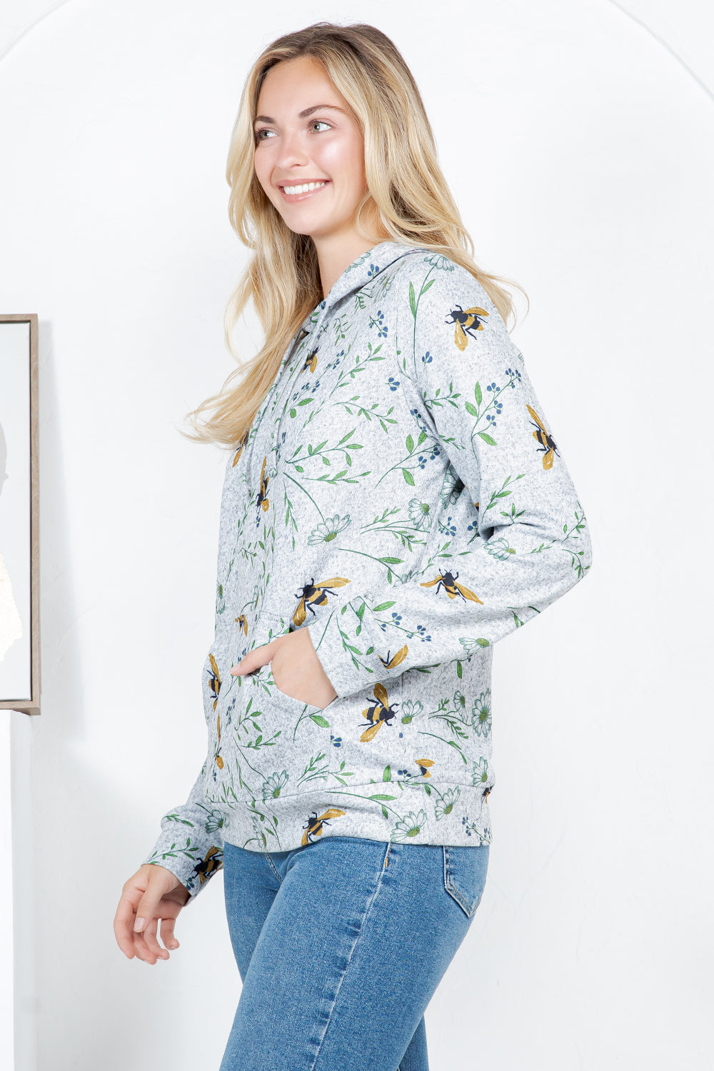 Bee Floral Pullover Hoodie