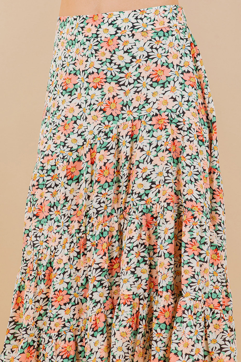 Retro Floral Tiered Skirt