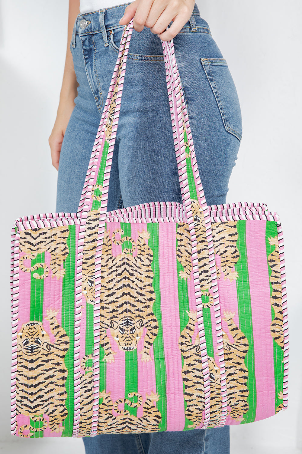 Tiger Quilted Cotton Tote Bag