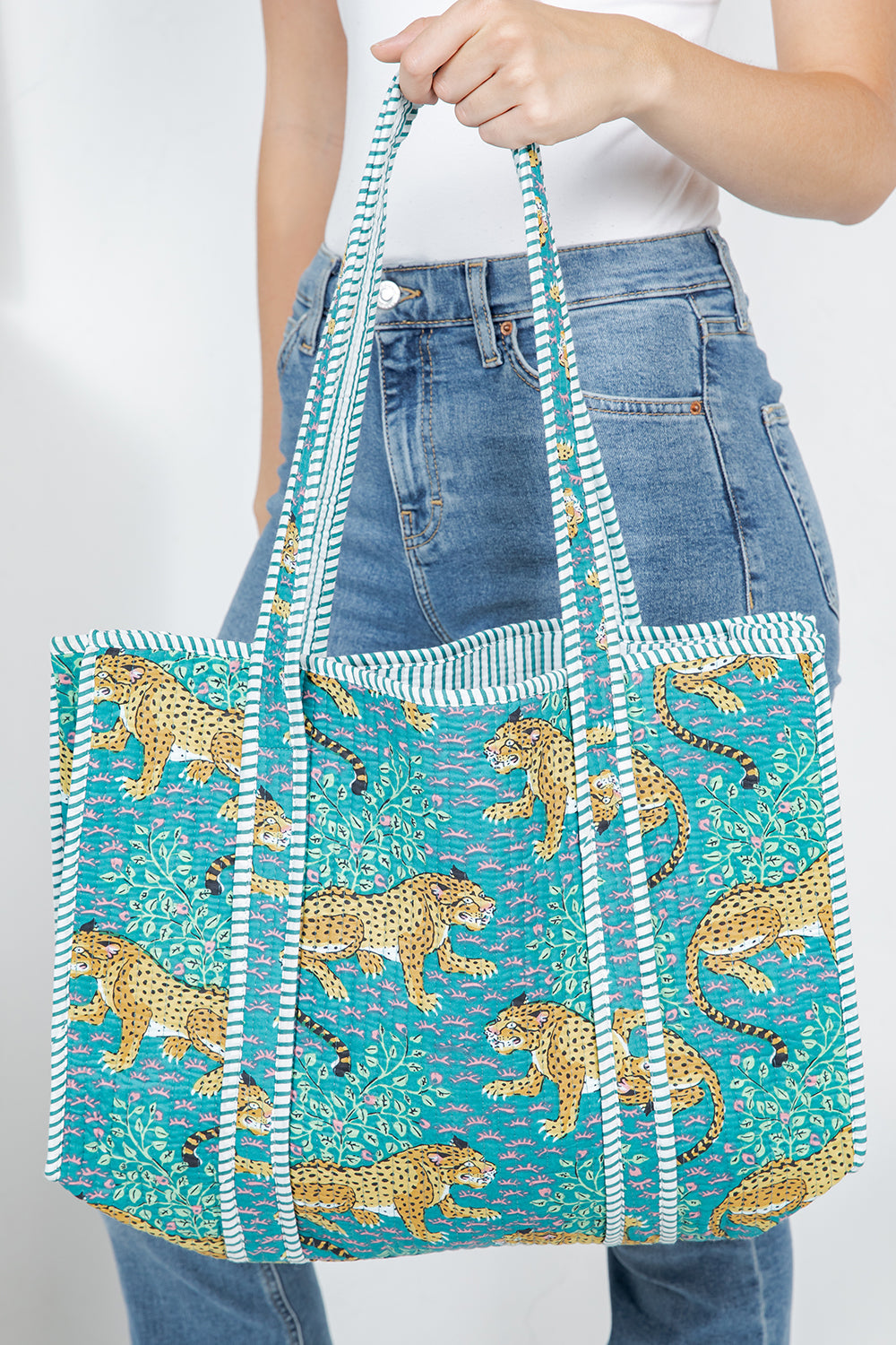 Reversible Quilted Cotton Tote Bag