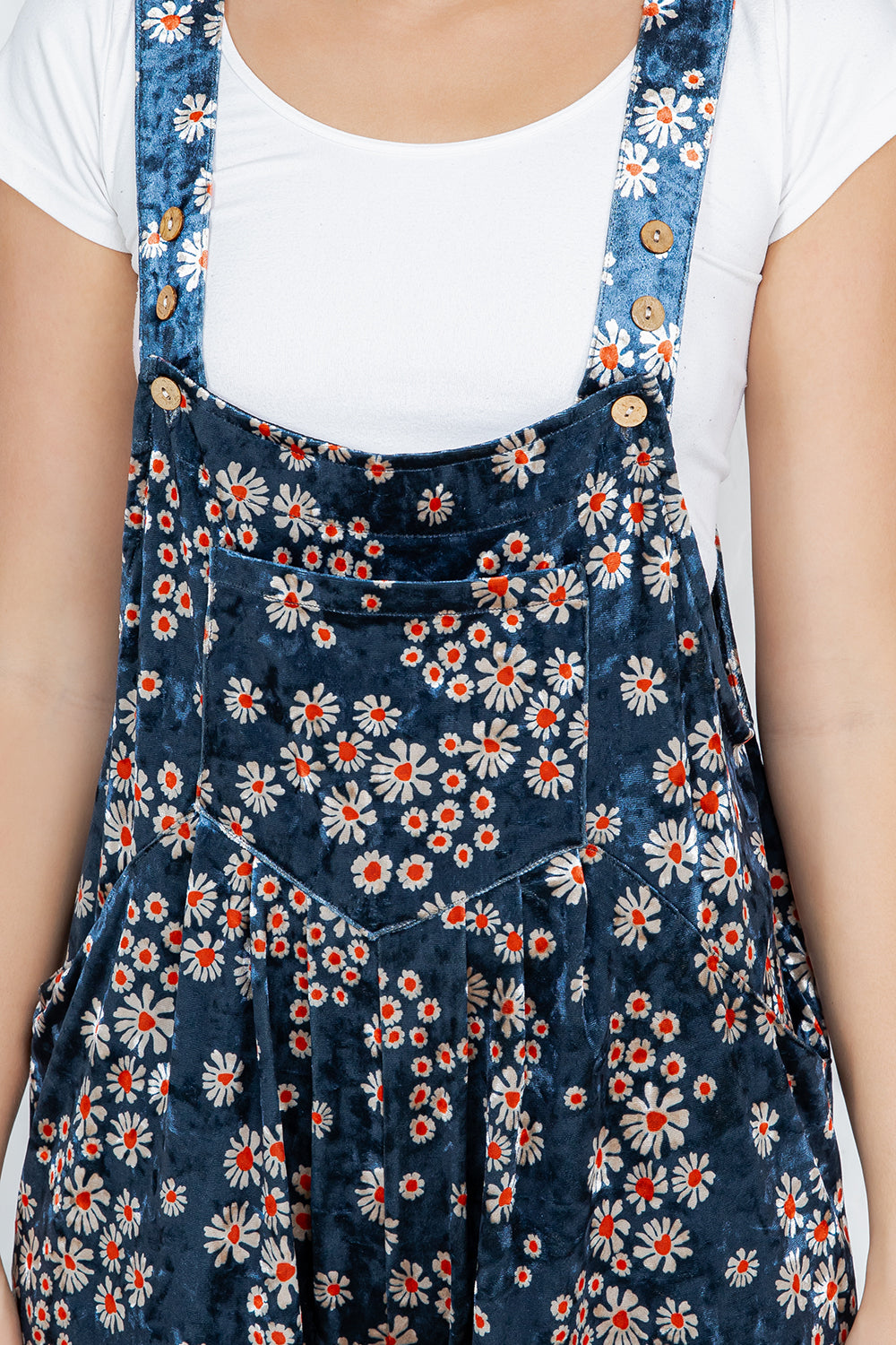 VINTAGE FLORAL VELVET OVERALL