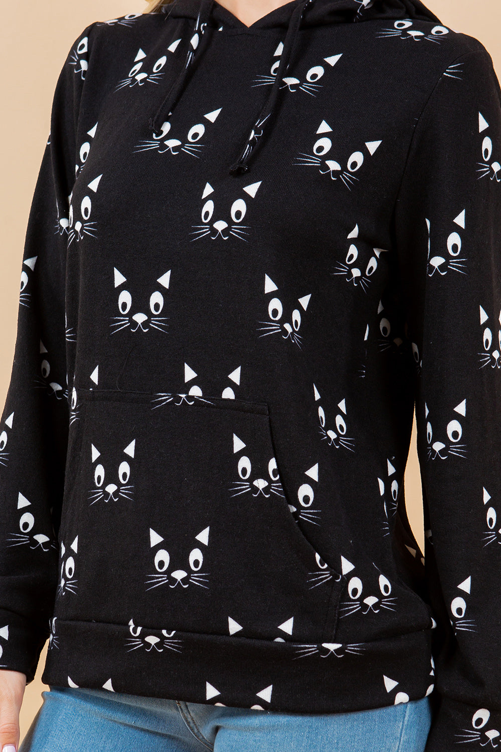 Cat with Whisker Pullover Hoodie