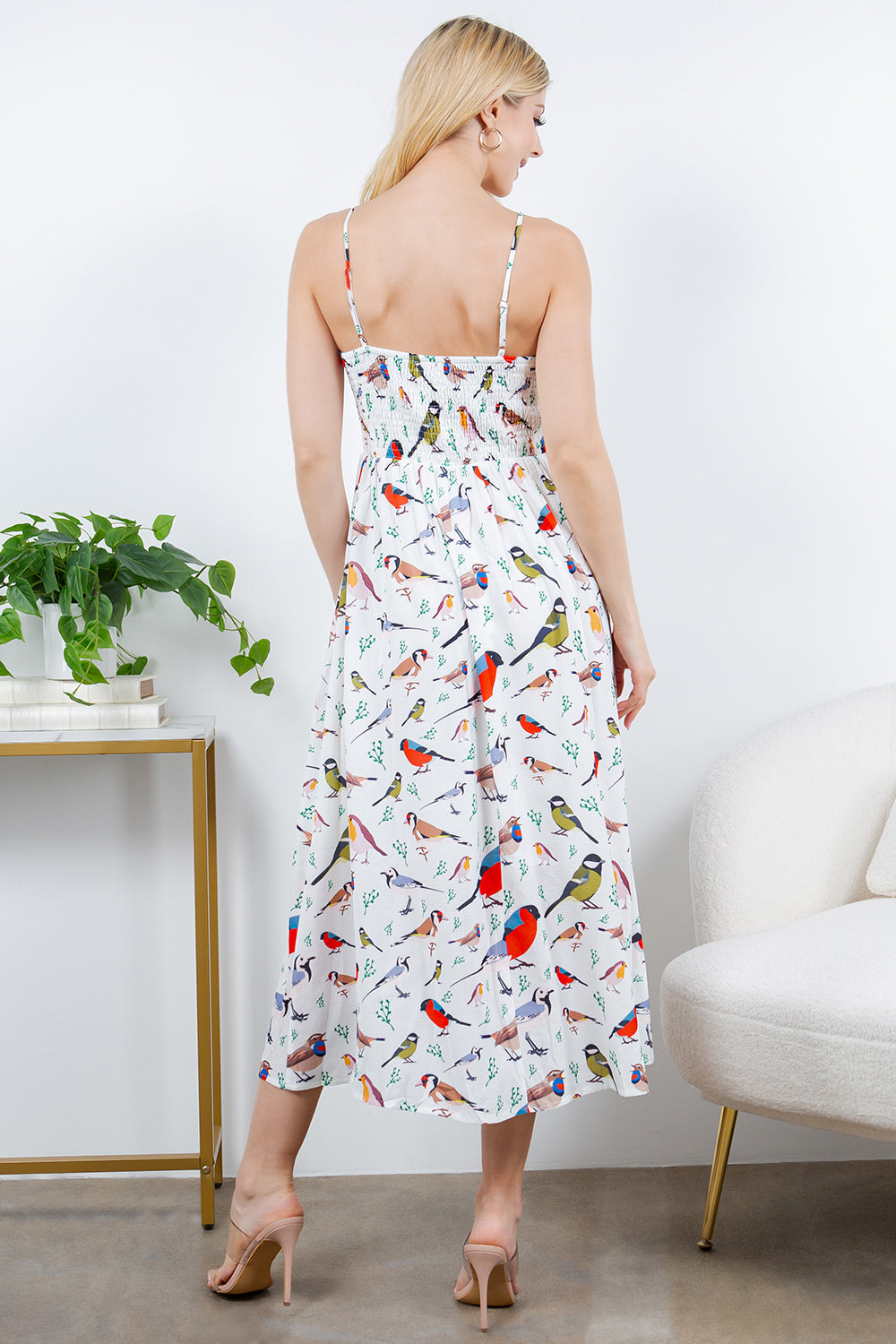 Bird Maxi Dress with Spaghetti Strap Dress