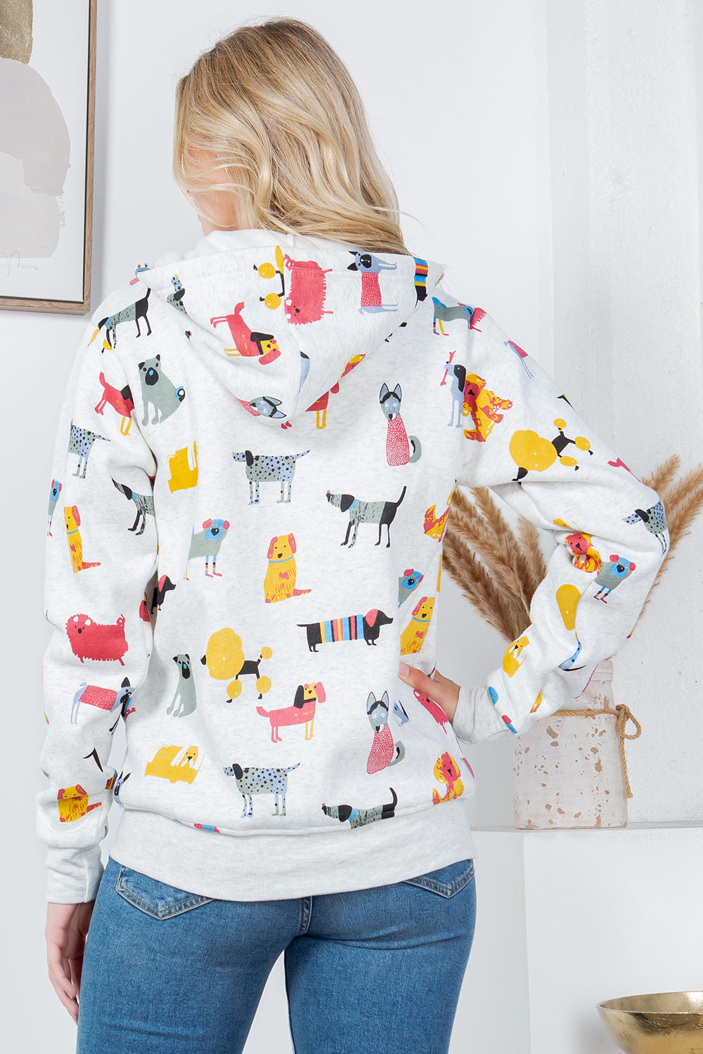 Colorful Dog Fleece Zipper Hoodie