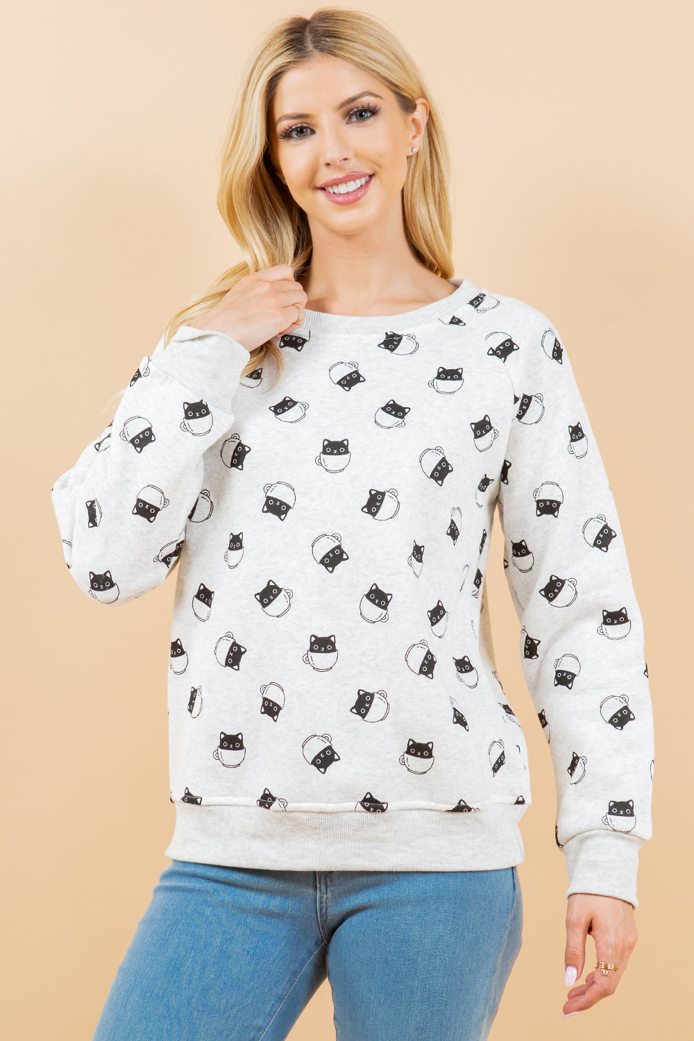 Cat in a Teacup Crewneck Sweatshirt