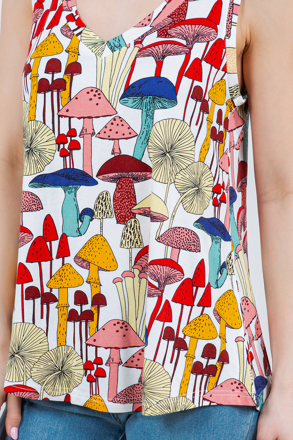 Whimsical Mushroom V-Neck Tank