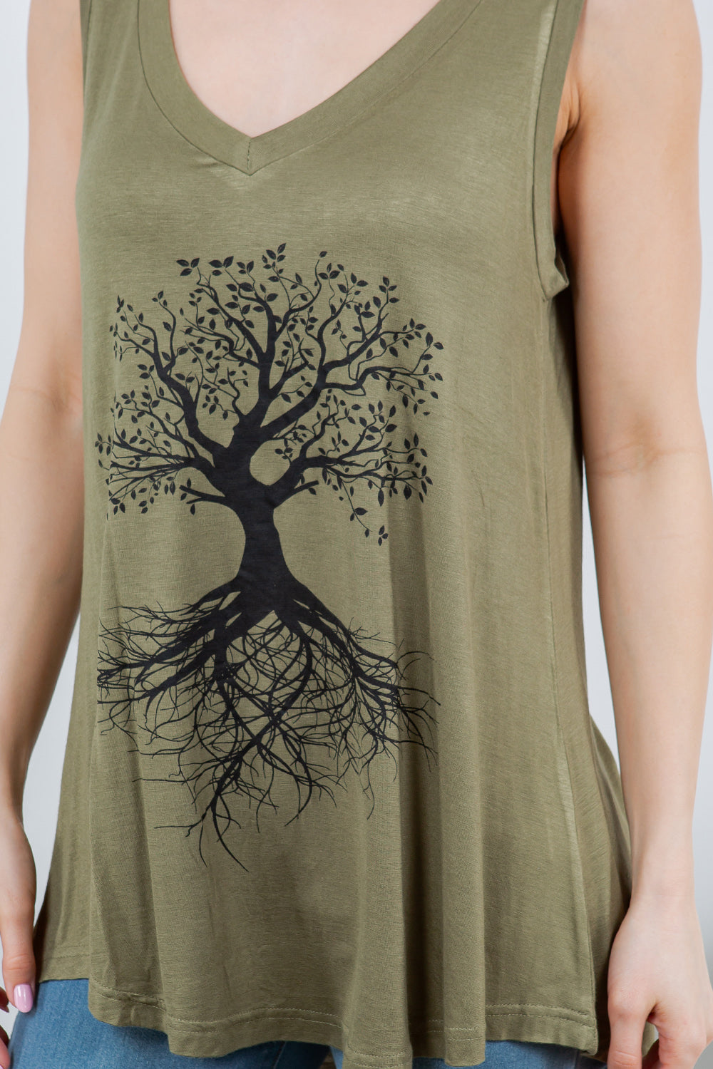 Tree Of Life V-Neck Flowy Tank Top