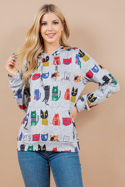 Colorful Cats Pullover Plus Hoodie