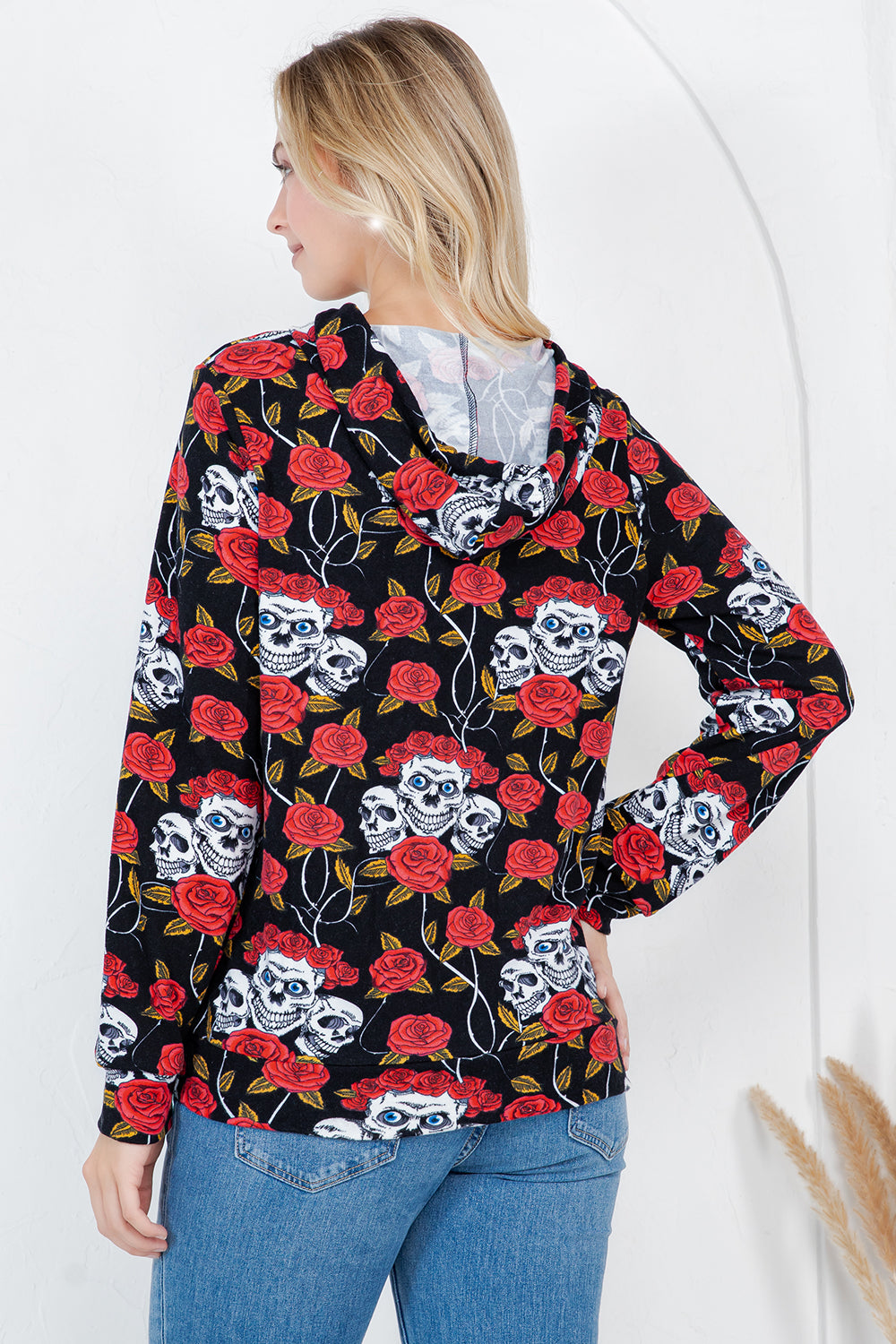 Floral Skull Pullover Hoodie