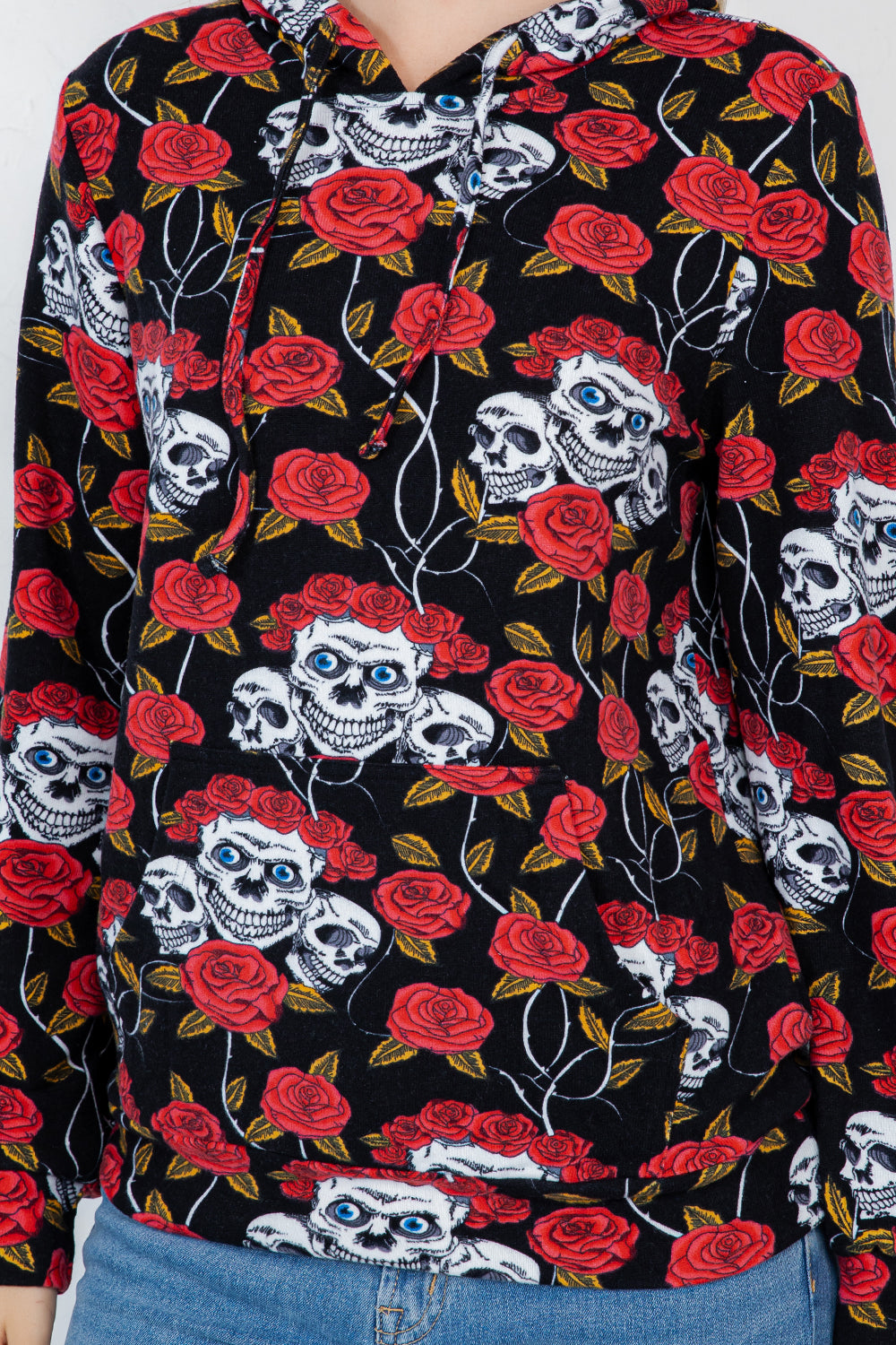 Floral Skull Pullover Hoodie