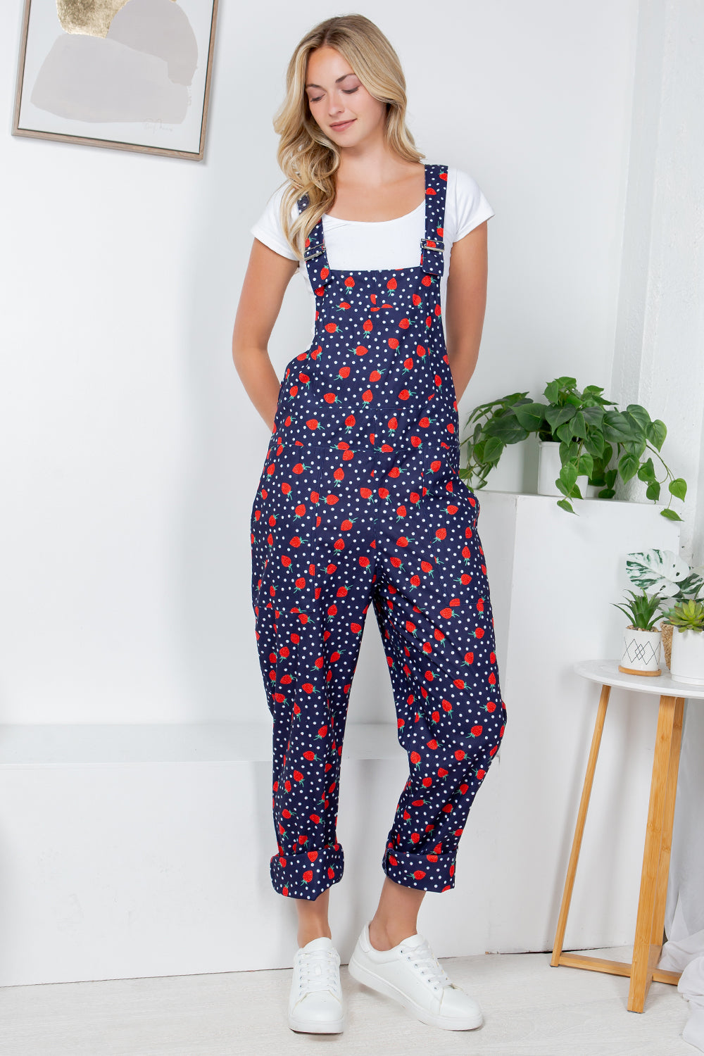 Retro Strawberry Corduroy Overall
