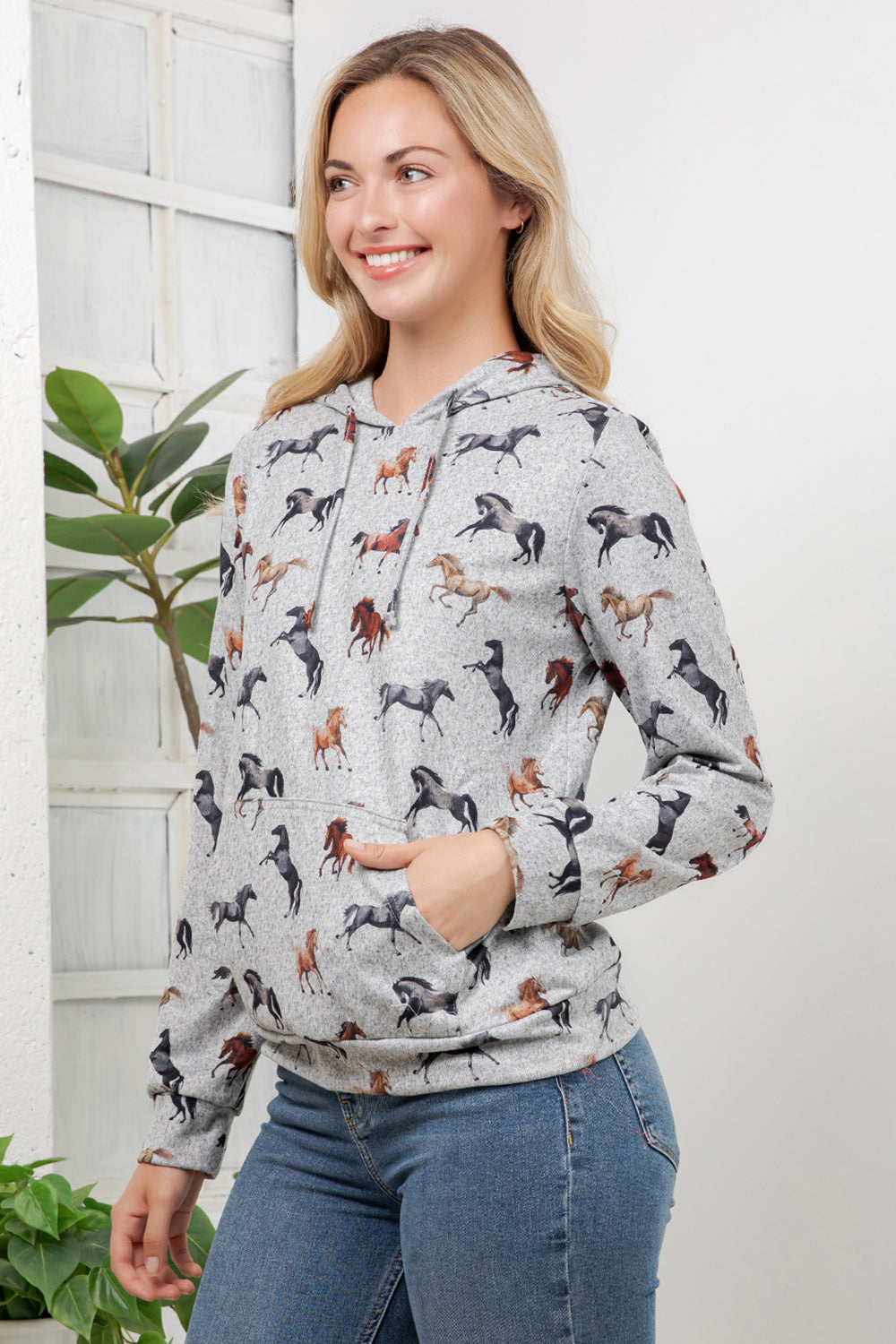 Horse Print Pullover Hoodie