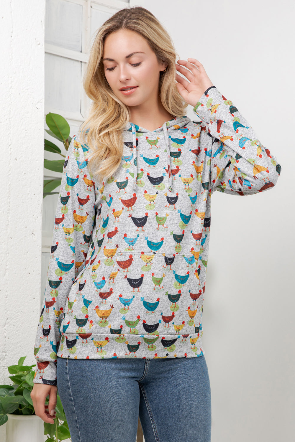 Colorful Chickens Pullover Hoodie