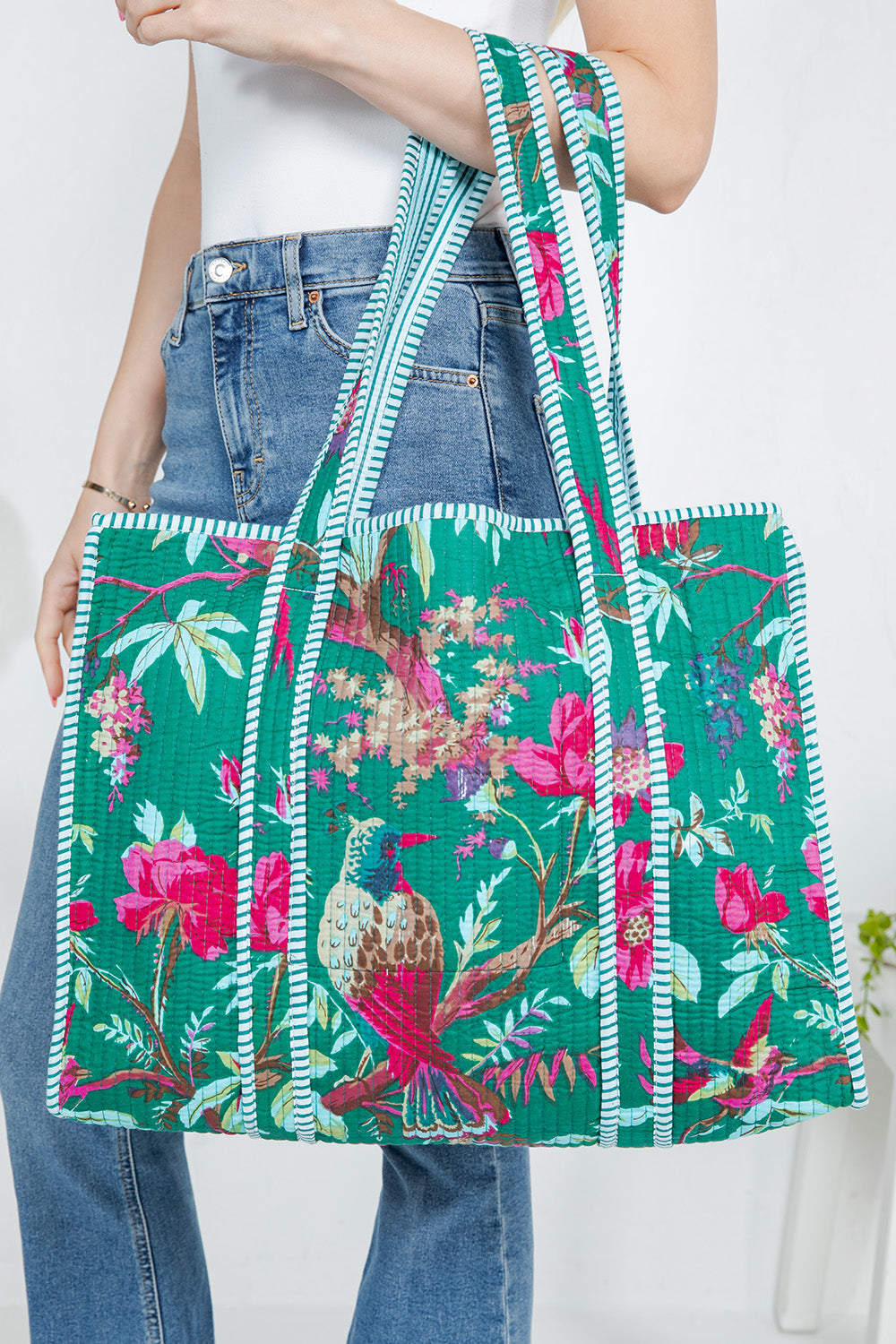 Bird Quilted Tote Bag