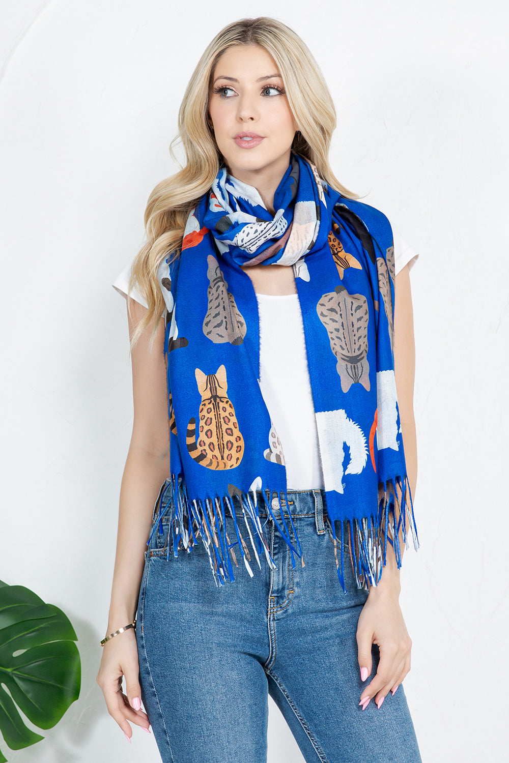 Variety Of Playful Cat Scarf - Blu
