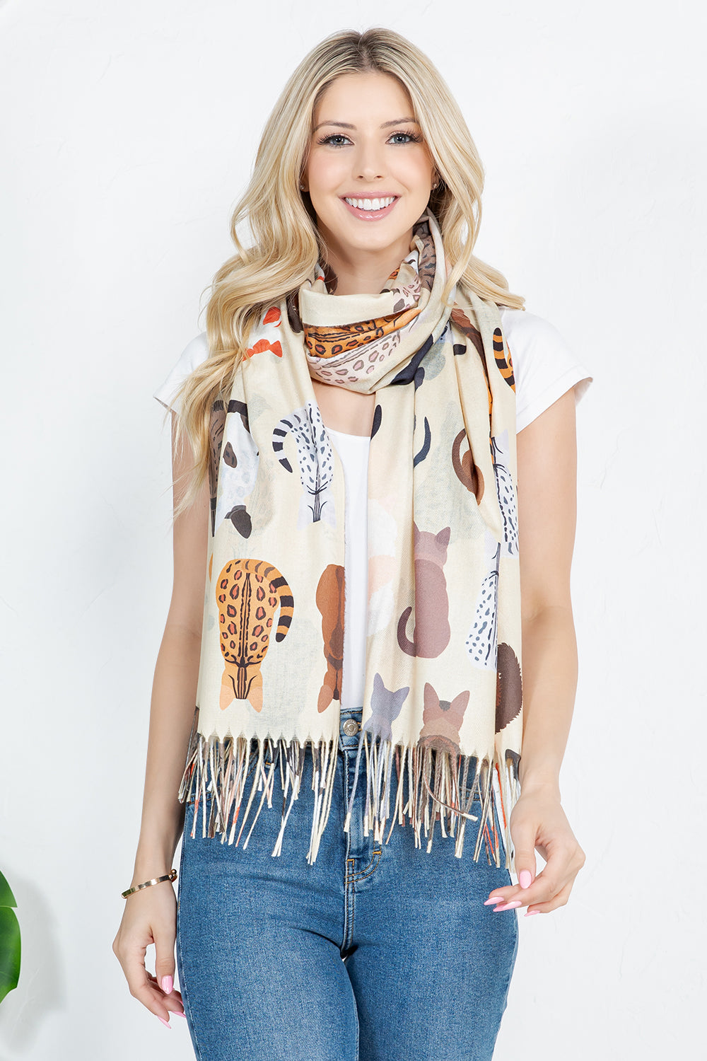 Variety Of Cat Scarf - Beige