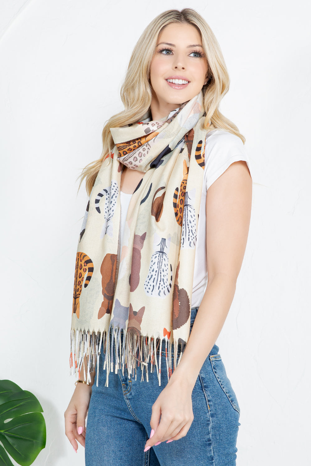 Variety Of Cat Scarf - Beige