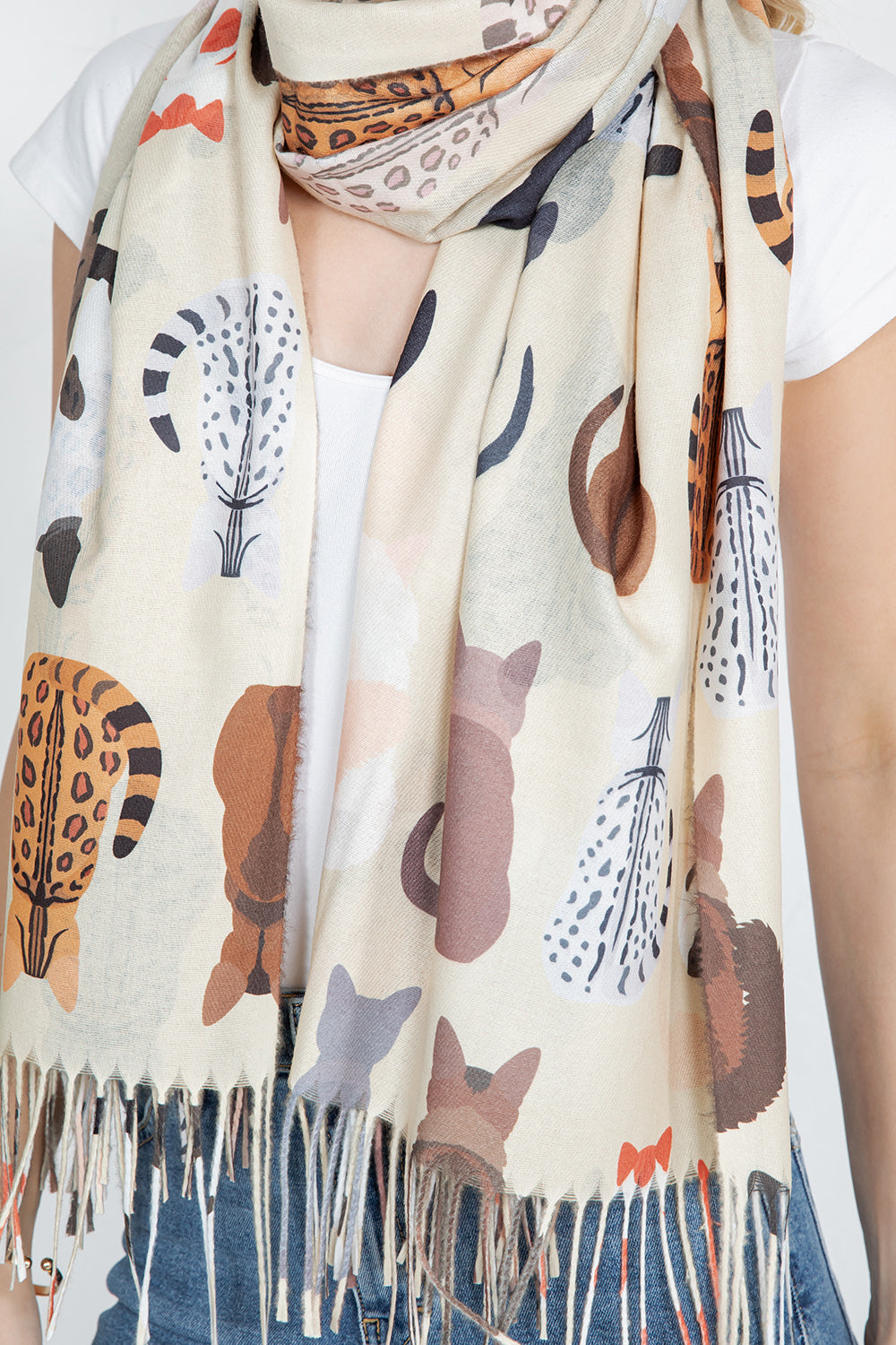 Variety Of Cat Scarf - Beige
