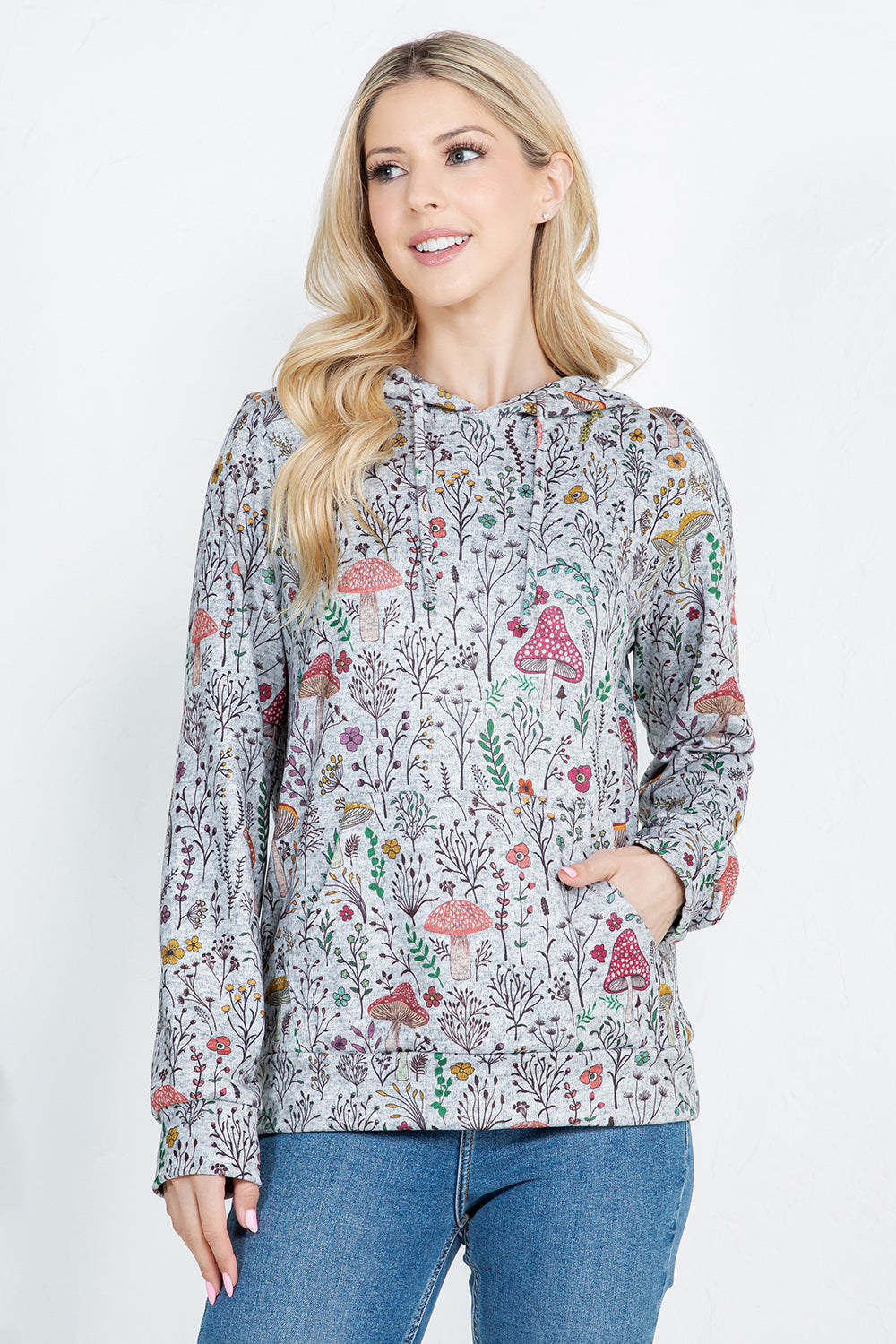 Mushroom print Pullover Hoodie