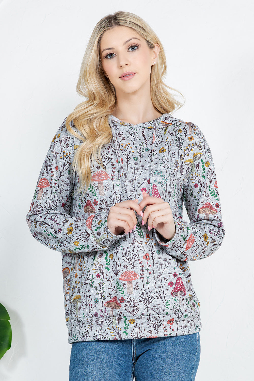 Mushroom print Pullover Hoodie