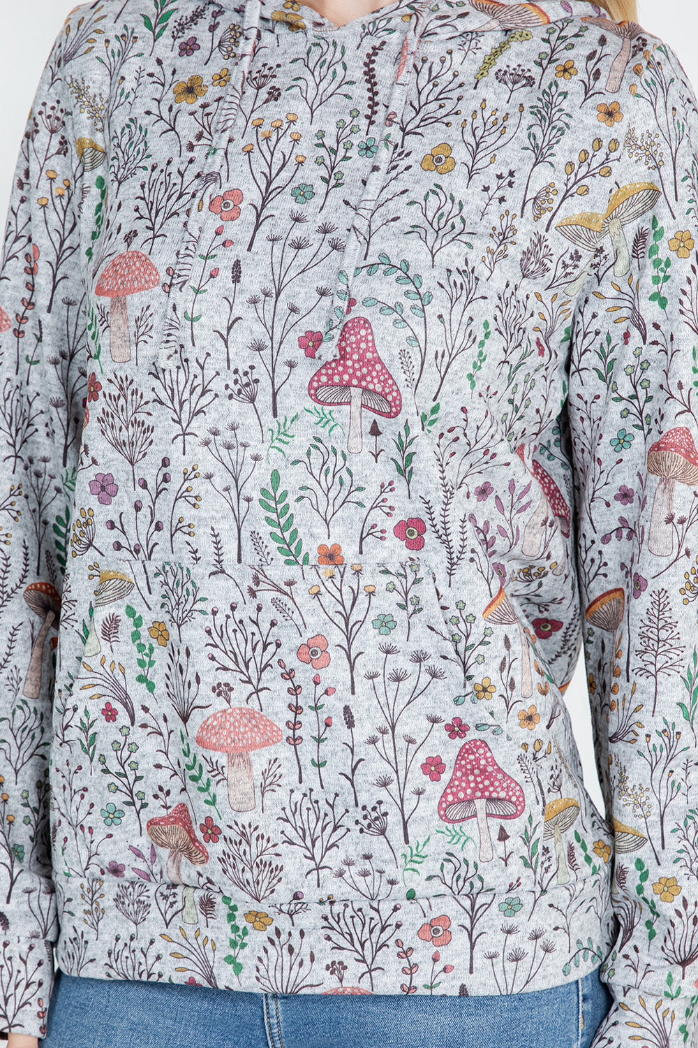 Mushroom print Pullover Hoodie