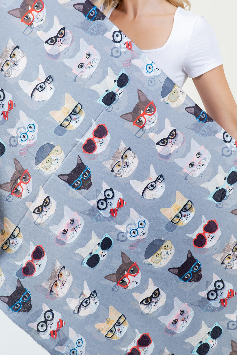 Cool Cat with Glass Scarf - Grey