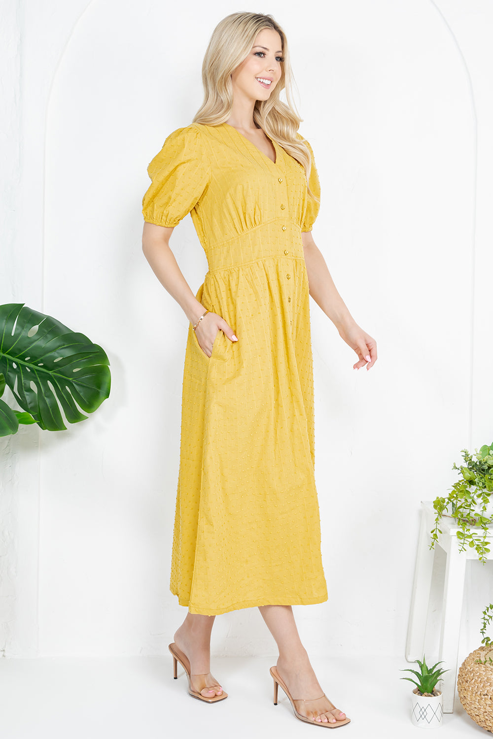 Mustard Cotton Bohemian Dress