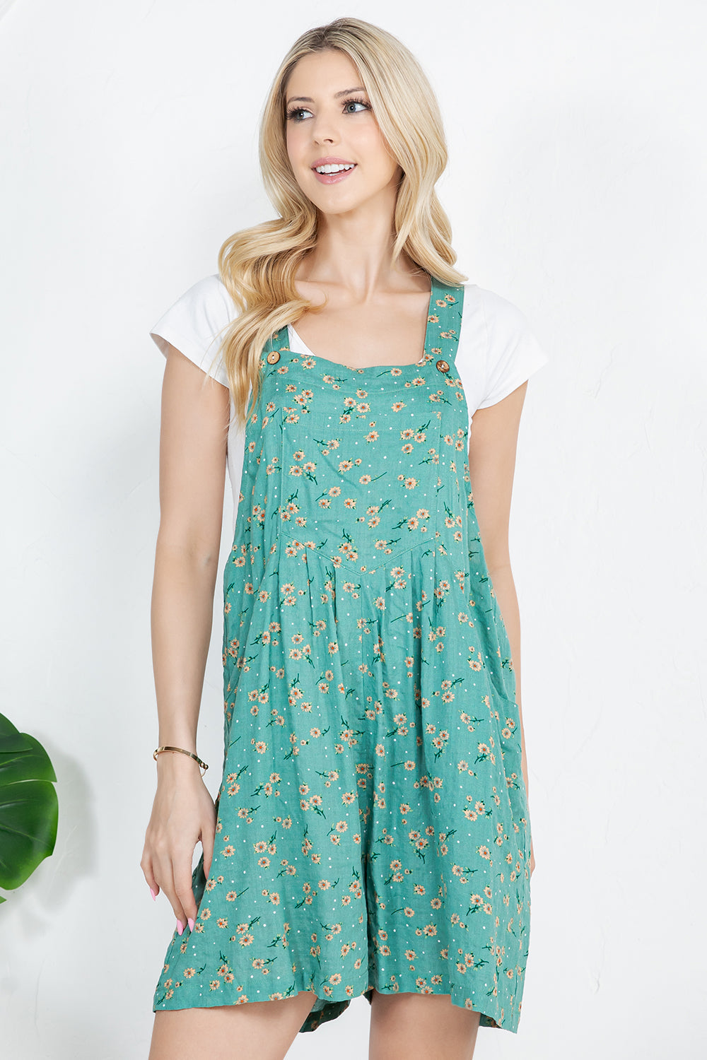 Floral Print Short Overall
