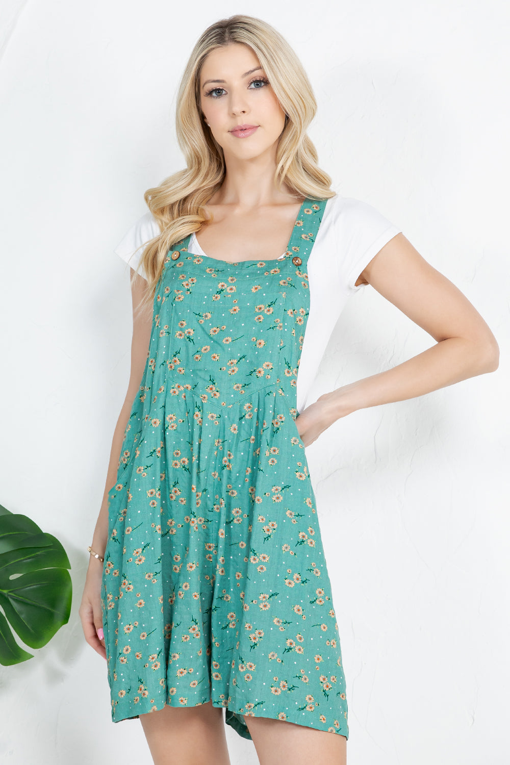 Floral Print Short Overall