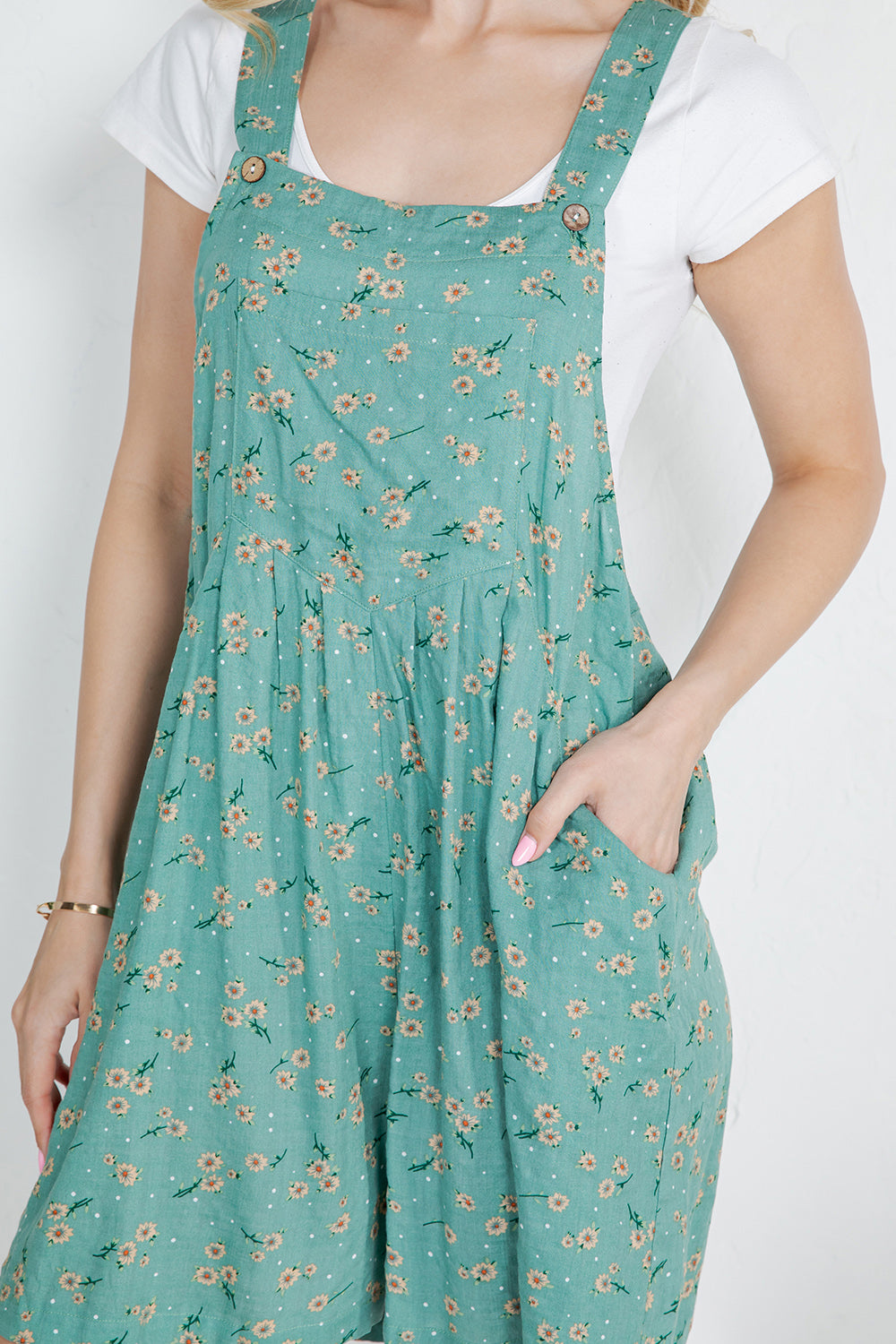 Floral Print Short Overall