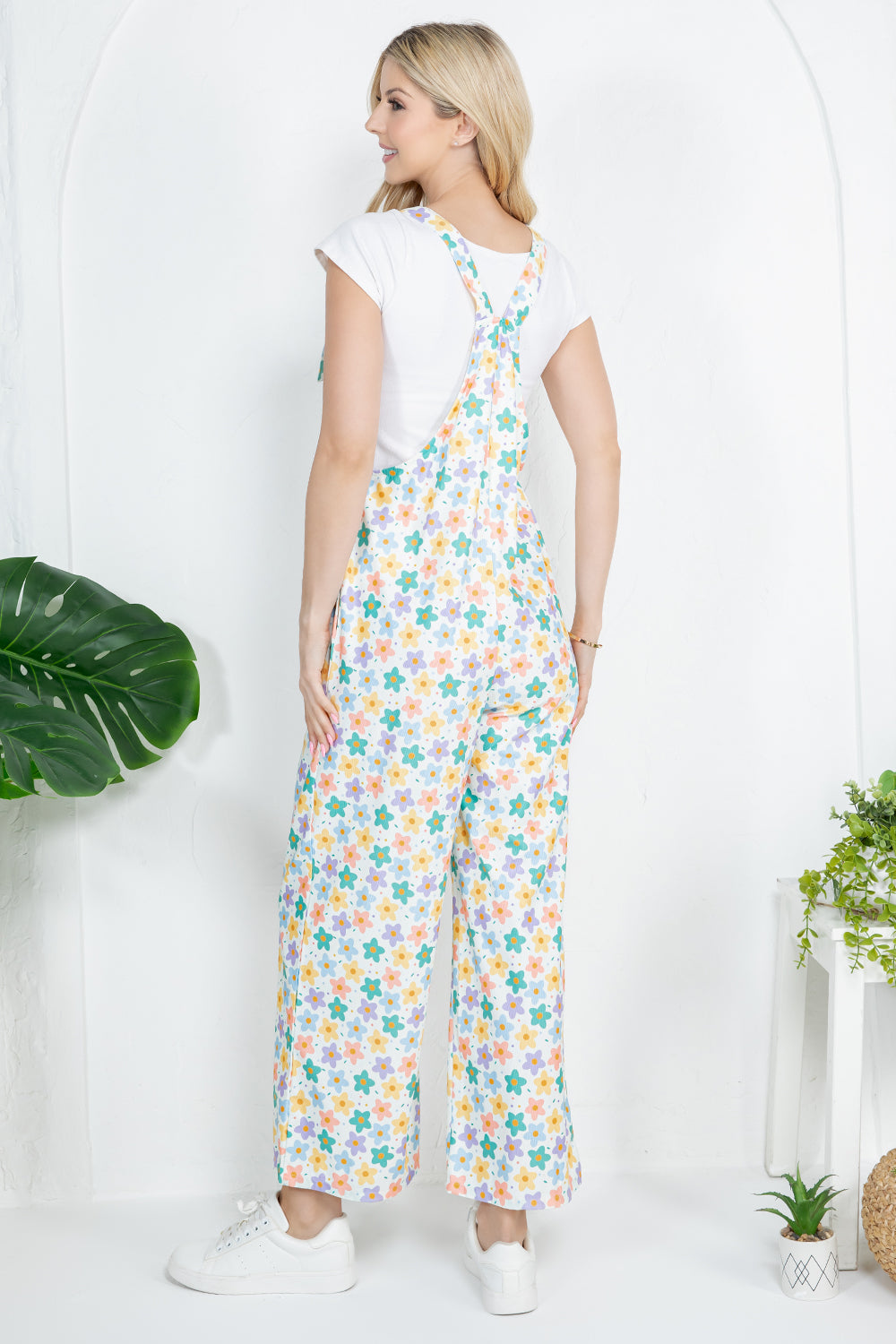 Colorful Floral Print Overall