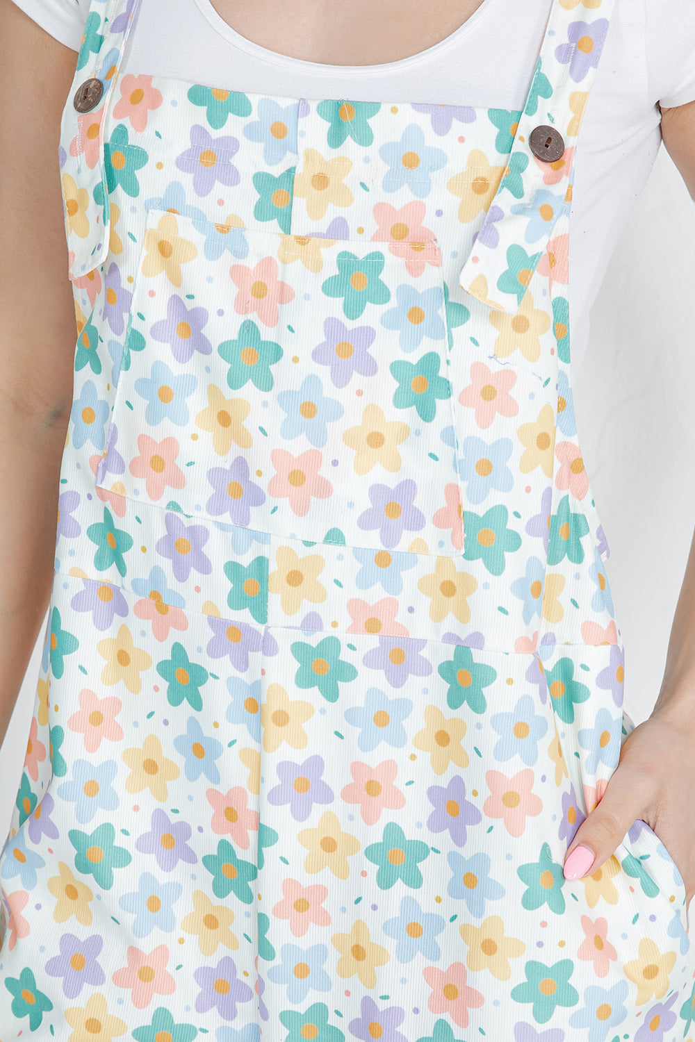 Colorful Floral Print Overall