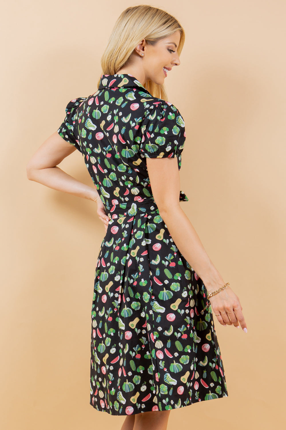 Vegetable Print Fit and Flare Dress