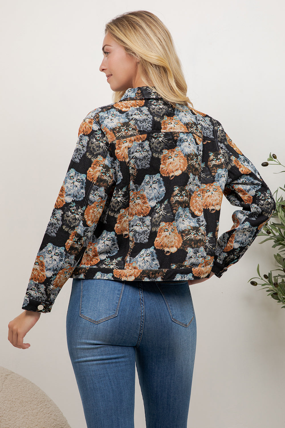 Seamless Variety Cat Print Jacket