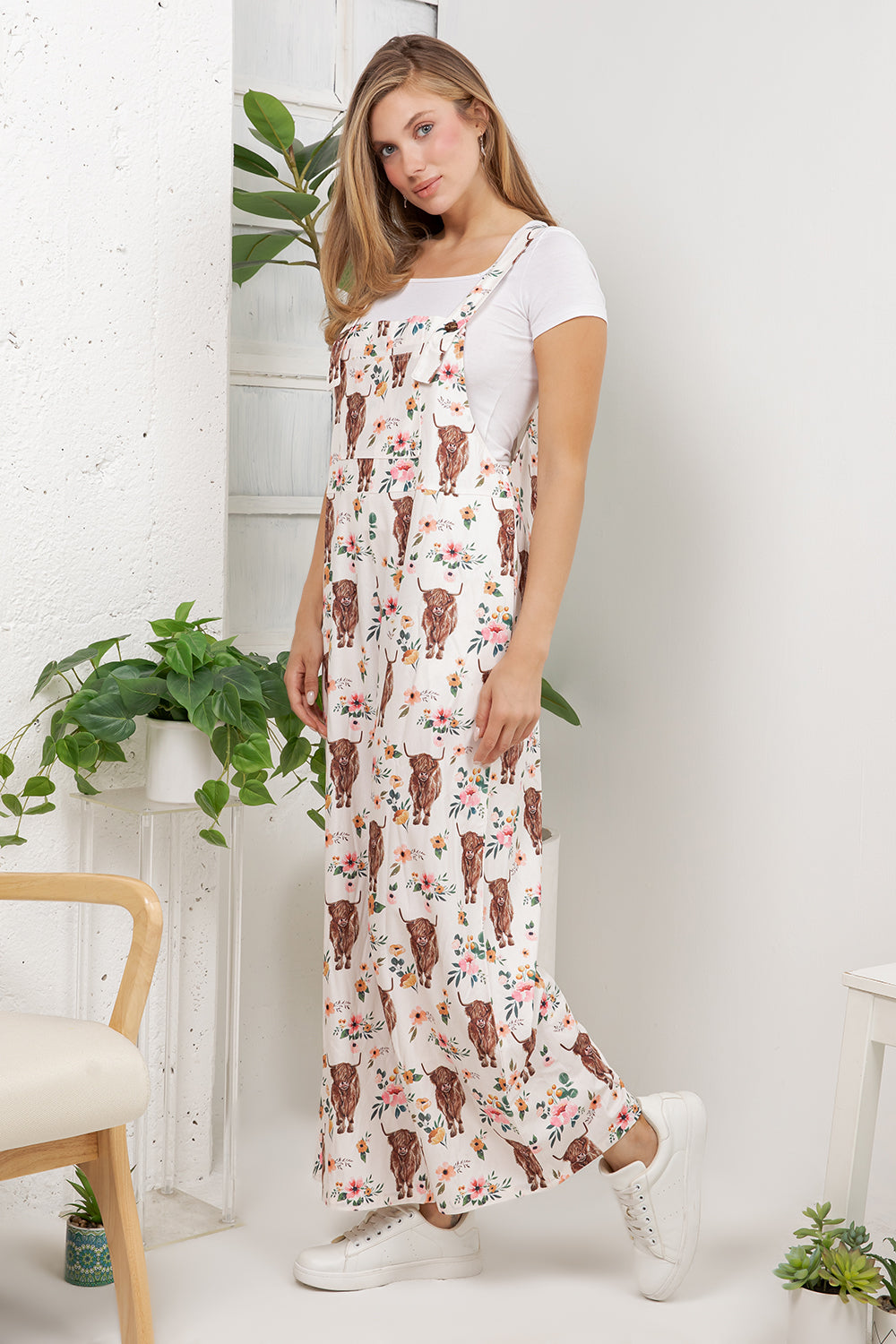 Highland Cows Overall Jumpsuit (Wide Leg)