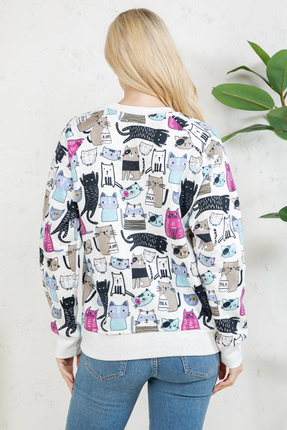 Colorful Cat Fleece Sweatshirt
