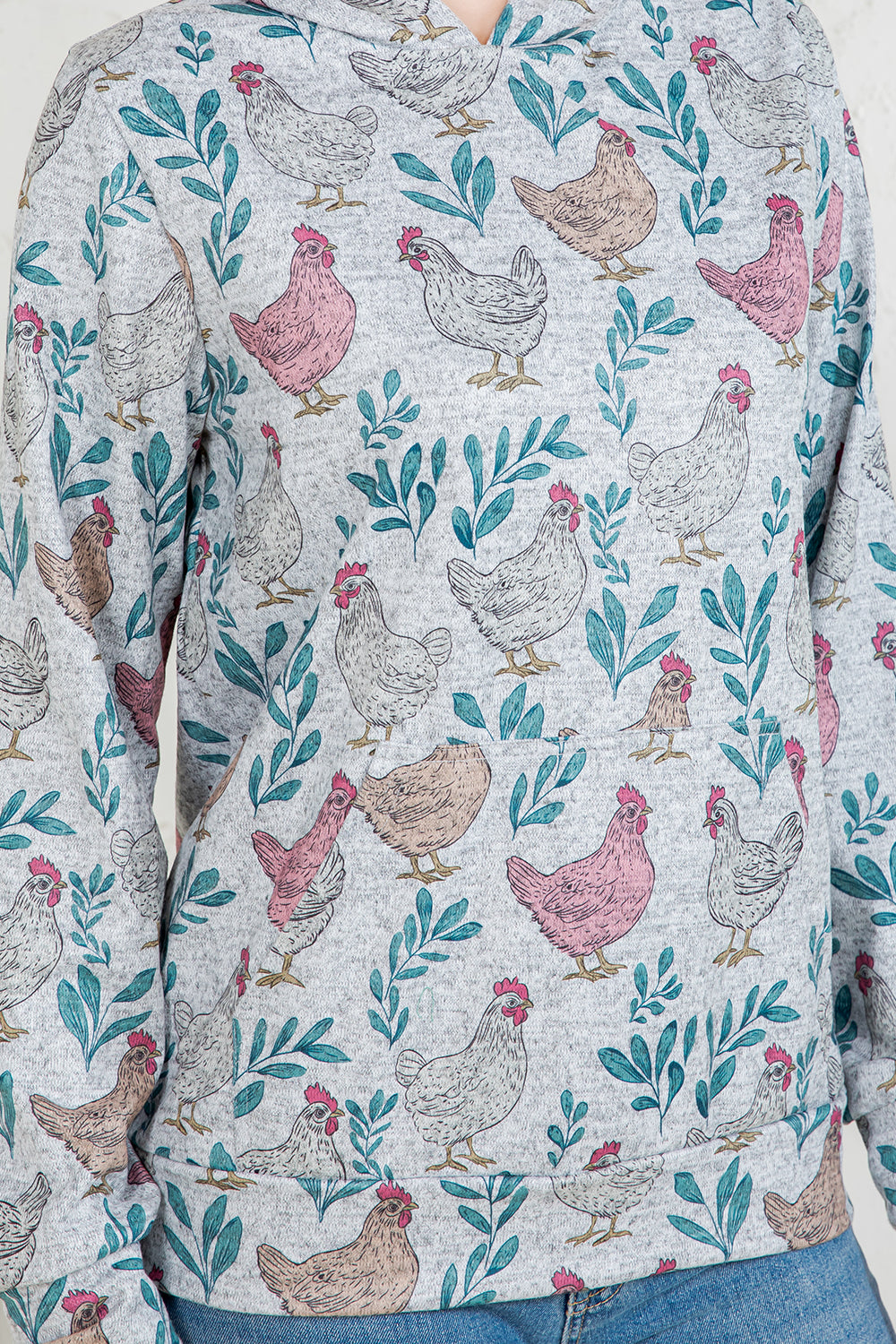 Hen print Pullover Hoodie