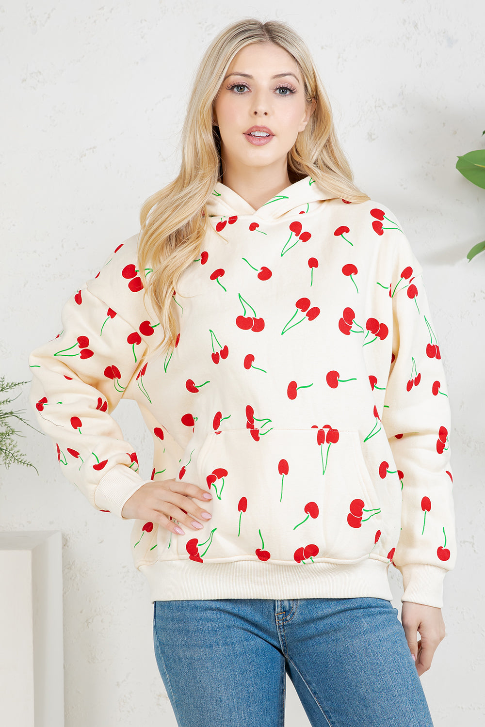 Retro Cherry Pullover Fleece Hoodie